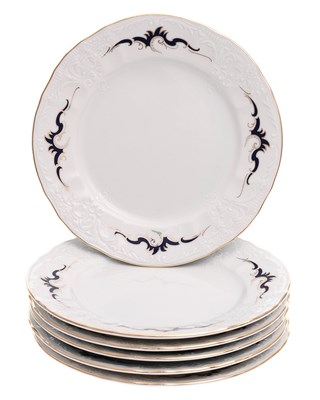Набор тарелок десертных 17 см 6 шт; "Bernadotte",  декор "Синие вензеля" - фото 42273