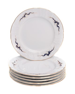 Набор тарелок десертных 19 см 6 шт; "Bernadotte",  декор "Синие вензеля" - фото 42277