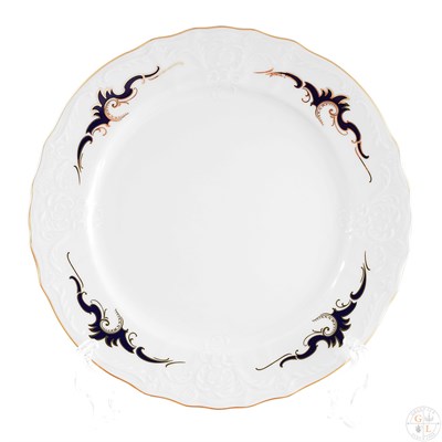Набор тарелок мелкая 21 см 6 шт; "Bernadotte",  декор "Синие вензеля" - фото 42323