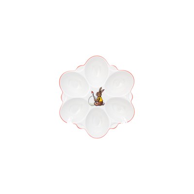 Поднос для яиц Пасхальные мотивы зайчик с кисточкой Queen's Crown 15 см - фото 42603