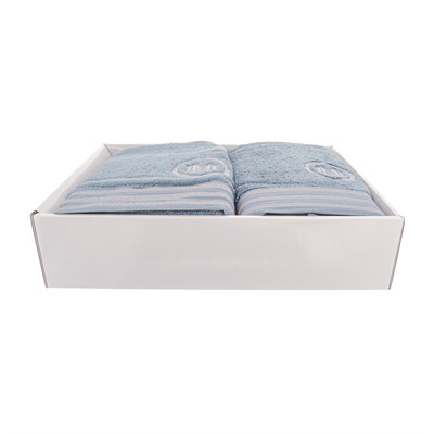 Набор полотенец Maison Dor 85*140/50*100/30*50 голубой-серый delon (3шт) - фото 44299