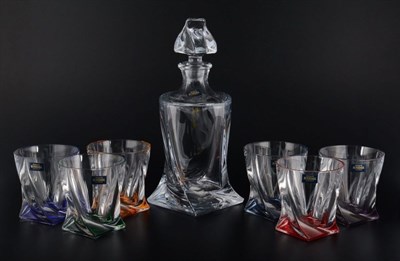 Набор для виски Crystalite Bohemia Quadro Ассорти 7 предметов (графин 850 мл, стаканы 340 мл) - фото 44979