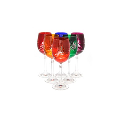 Набор бокалов для вина Цветной хрусталь 150мл(6 шт) - фото 45379