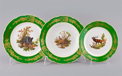 Набор тарелок на 6 персон "Царская охота" Leander 18 предметов - фото 51239