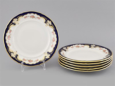 Набор тарелок десертных 19 см "Бледные цветы" Кобальт Leander (6 штук) - фото 51441