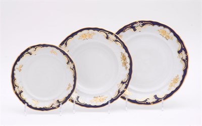 Набор тарелок на 6 персон "Золотой узор" Кобальт Leander 18 предметов - фото 51451