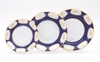 Набор тарелок на 6 персон "Соната Золотой Цветок" Кобальт Leander 18 предметов - фото 51454