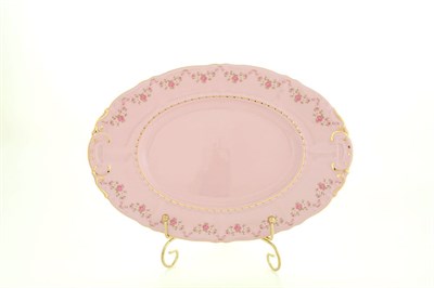 Блюдо овальное 32 см "Мелкие цветы, Соната" розовый фарфор Leander - фото 51729