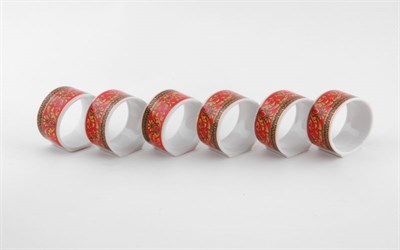 Набор колец для салфеток "Красный орнамент" Сабина Leander (6 штук) - фото 51814