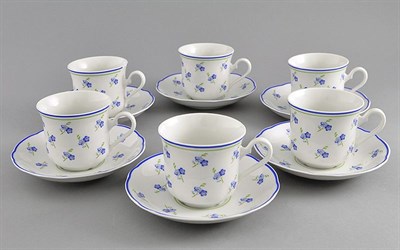 Набор чайных пар 200 мл "Синие цветы" Leander 12 предметов - фото 51912
