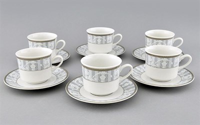 Набор чайных пар 200 мл "Серый орнамент" Сабина Leander (6 штук) - фото 51914
