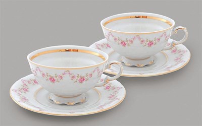 Набор чайных пар 200 мл на 2 персоны "Мелкие цветы" Leander 4 предмета - фото 51937