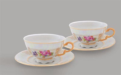 Набор из двух чайных пар 200 мл "Цветы Перламутр" Leander - фото 51941