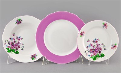 Набор тарелок на 6 персон "Лиловые цветы" Leander 18 предметов - фото 51991