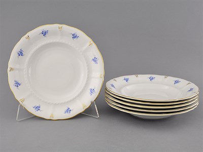 Набор тарелок глубоких 23 см "Голубые цветы" Соната Leander (6 штук) - фото 52001