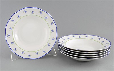 Набор тарелок глубоких 23см "Синие цветы" Leander (6 штук) - фото 52002