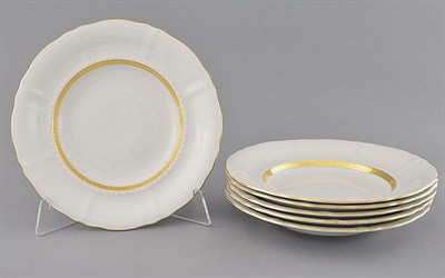 Набор тарелок глубоких 23 см "Золотая полоска" Соната Leander (6 штук) - фото 52007