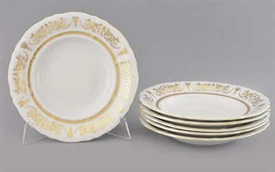 Набор тарелок глубоких 23 см "Золотой орнамент" Соната Leander (6 штук) - фото 52008