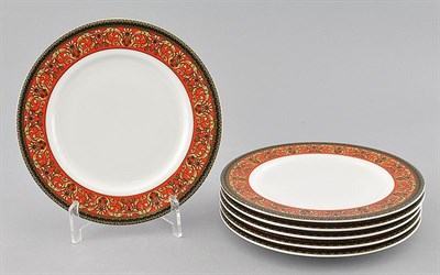 Набор тарелок десертных 17см "Красный орнамент" Сабина Leander (6 штук) - фото 52011