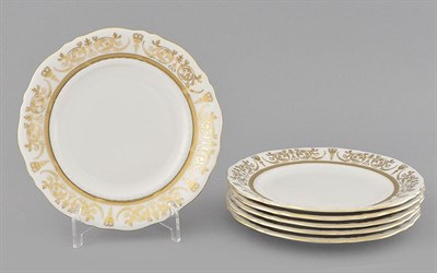 Набор тарелок десертных 17 см "Золотой орнамент" Соната Leander (6 штук) - фото 52015