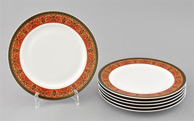 Набор тарелок десертных 19см "Красный орнамент" Сабина Leander (6 штук) - фото 52017
