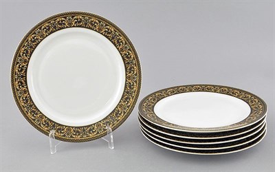 Набор тарелок десертных 19см "Gold Head" Черный декор Leander (6 штук) - фото 52019