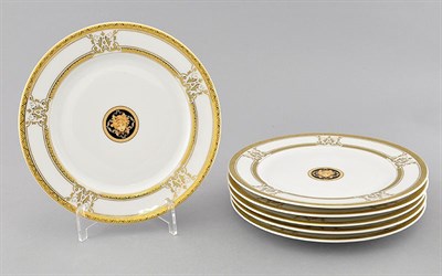 Набор тарелок десертных 19см "Gold Head" Белый декор Leander (6 штук) - фото 52020