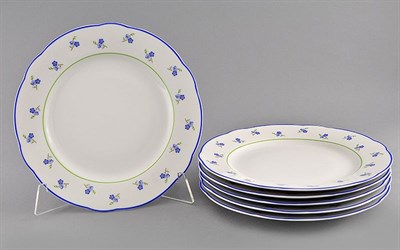 Набор тарелок мелких 25см "Синие цветы" Leander (6 штук) - фото 52043