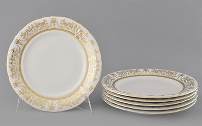 Набор тарелок 25 см "Золотой орнамент" Соната Leander (6 штук) - фото 52055