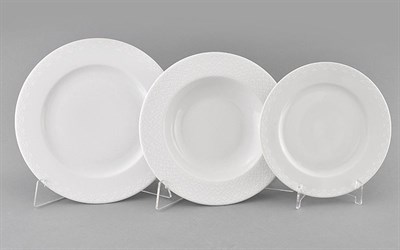 Набор тарелок на 6 персон "Белая сетка" Сабина Leander 18 предметов - фото 52059