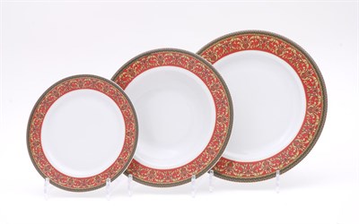 Набор тарелок на 6 персон "Красный орнамент" Сабина Leander 18 предметов - фото 52060