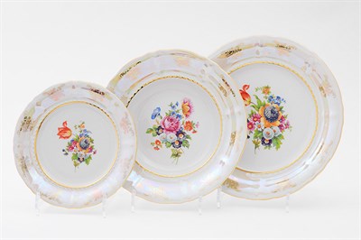 Набор тарелок на 6 персон "Цветы Перламутр" Соната Leander 18 предметов - фото 52070