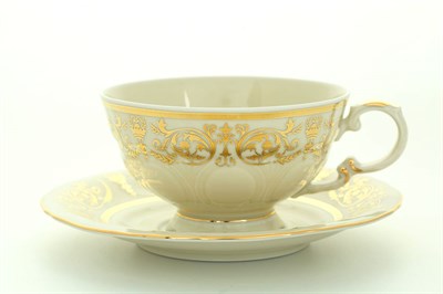 Набор чайных пар 200 мл "Золотой орнамент, слоновая кость" Соната Leander (6 пар) - фото 52082
