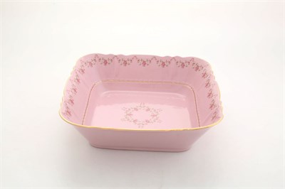Салатник квадратный 25 см "Мелкие цветы, Соната" розовый фарфор Leander - фото 52211