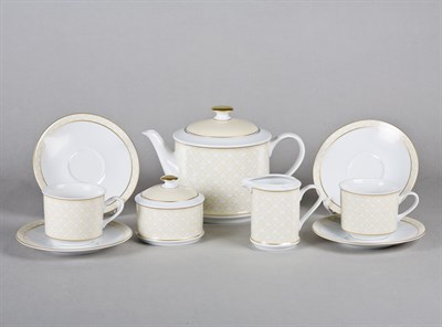 Сервиз чайный Leander "Бежевое плетение" Сабина на 6 персон 15 предметов - фото 52268
