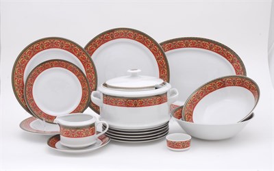 Сервиз столовый "Красный орнамент" Сабина Leander на 6 персон 25 предметов - фото 52283