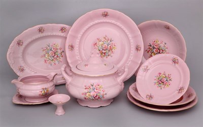Сервиз столовый на 6 персон "Соната, Бледные цветы" Leander розовый фарфор 25 предметов - фото 52296
