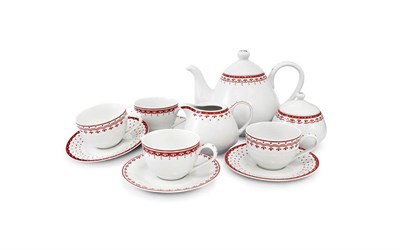 Чайный сервиз на 4 персоны "HYGGELYNE" Красные узоры Leander 11 предметов - фото 52381