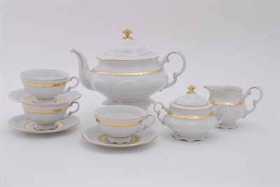 Сервиз чайный Leander "Золотая полоска" Соната на 6 персон 15 предметов - фото 52415