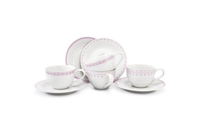 Набор чайных пар на 4 персоны 200 мл "HYGGELYNE" Розовые узоры Leander (8 предметов) - фото 52430