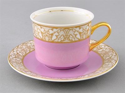 Чайная пара 200 мл "Золотые листья" Розовая Leander - фото 52438