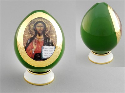 Подсвечник - яйцо пасхальный "Спаситель" Зеленый декор Leander - фото 52458