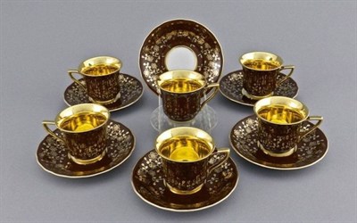 Набор кофейных пар 50 мл "Золотые цветы" шоколад Виндзор Leander (6 пар) - фото 52548