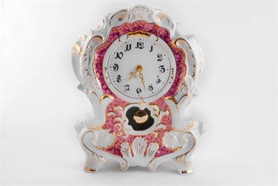 Часы каминные 32 см "Розовый мрамор" отводка золото Leander - фото 52718