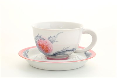 Чайная пара 350 мл "Цветочная коллекция" Келт Leander (розовый с серым декор) - фото 52796