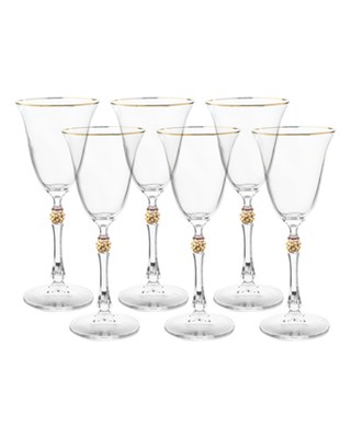 Набор бокалов для белого вина 185 мл "PARUS" Crystalite Bohemia (6 штук) Отводка золото, золотой шар - фото 52915