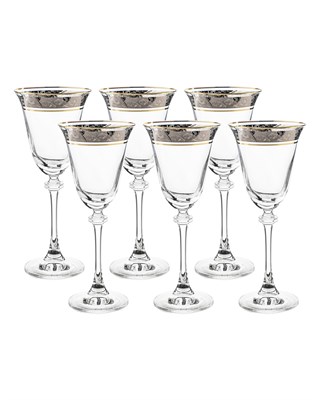 Набор бокалов для белого вина ASIO 185 мл "Панто платина, отводка золото" Crystalite Bohemia (6 штук) - фото 52932