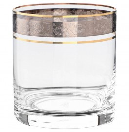 Набор стаканов для виски "LARUS" 410 мл "Панто платина, отводка золото" Crystalite Bohemia (6 штук) - фото 53029