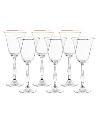Набор бокалов для белого вина "FREGATA" 185 мл "Отводка золото" Crystalite Bohemia (6 штук) - фото 53037