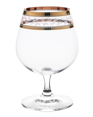 Набор бокалов для бренди "SYLVIA" 400 мл  "Панто, 2 отводки золото" Crystalite Bohemia (6 штук) - фото 53048